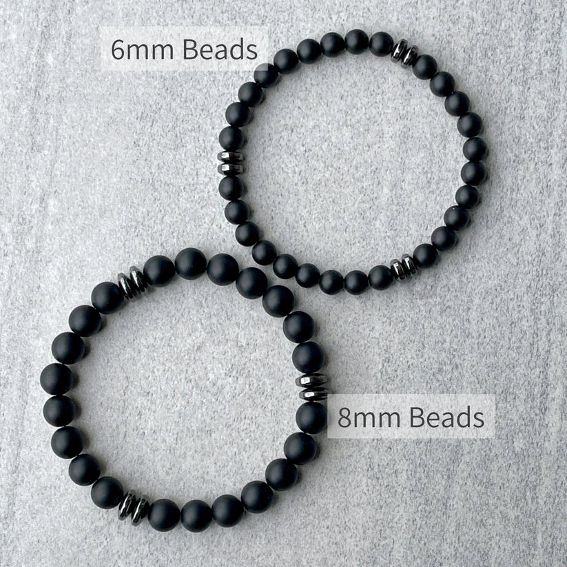 Matte Onyx Beaded Bracelet with Black Hematite - 8mm