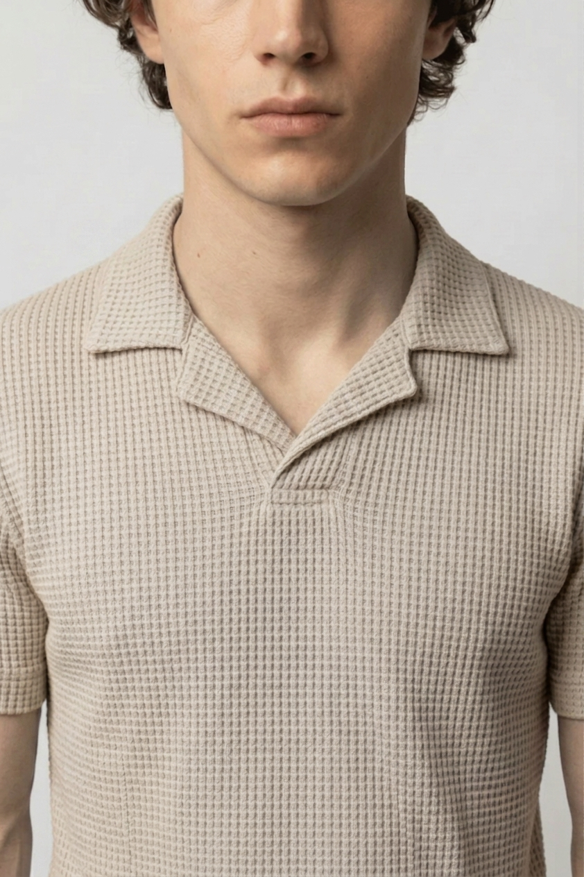 SOXAGE - Premium Waffle Knitted Polo - Beige
