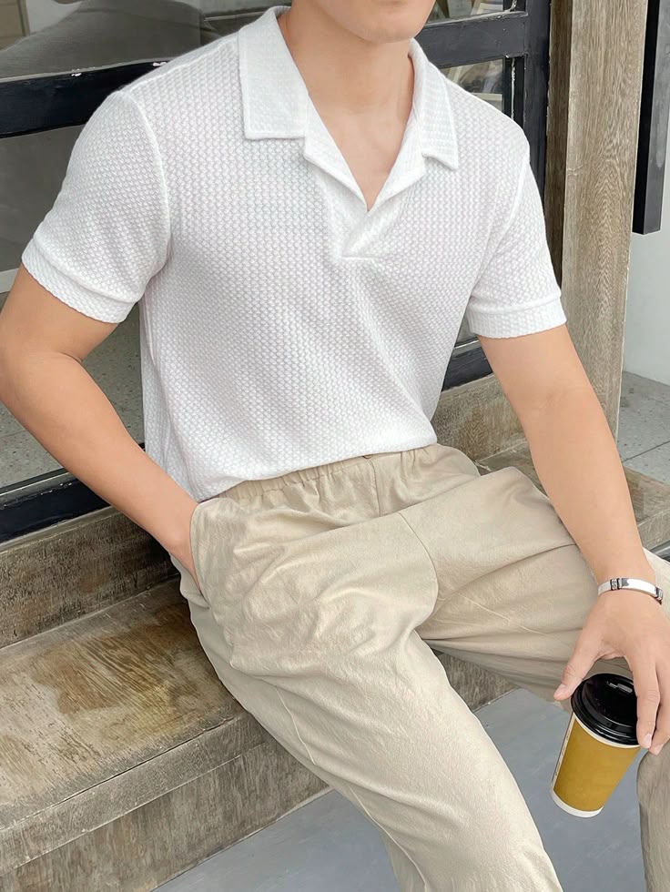 SOXAGE - Premium Waffle Knitted Polo - White