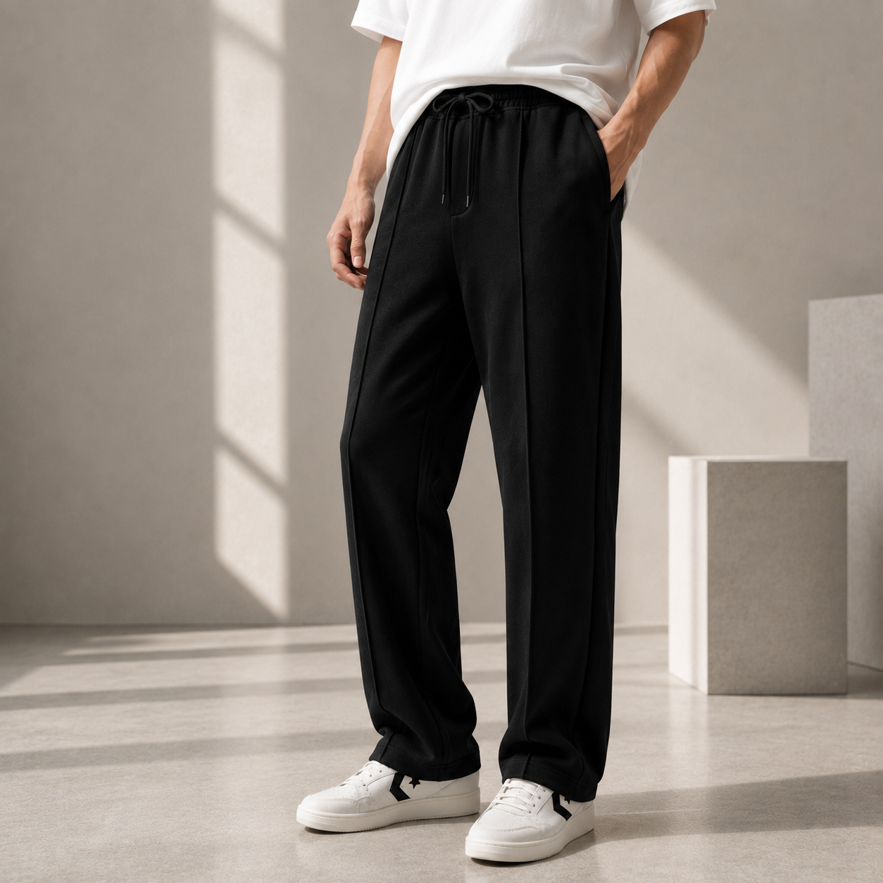The Urban Pleated Baggy Trouser - Black