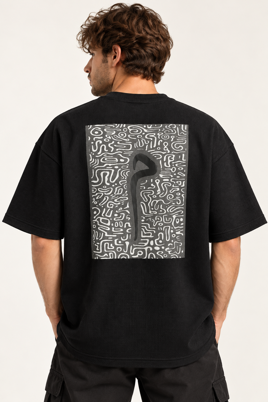 Cipher Waffle Oversized Tee - Black