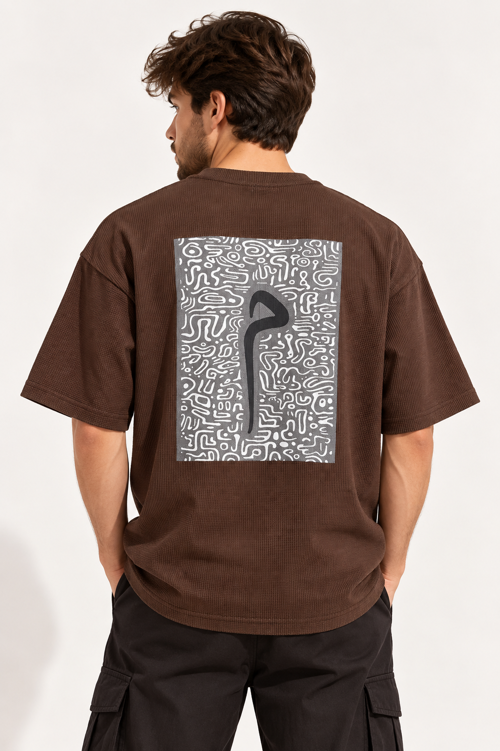 Cipher Waffle Oversized Tee - Brown