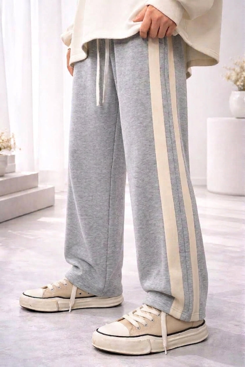 Double Stripes Baggy Trouser - Grey