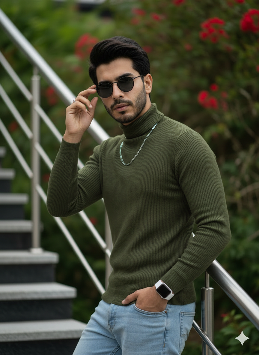 SOXAGE - Premium High Neck For Men - Olive Green