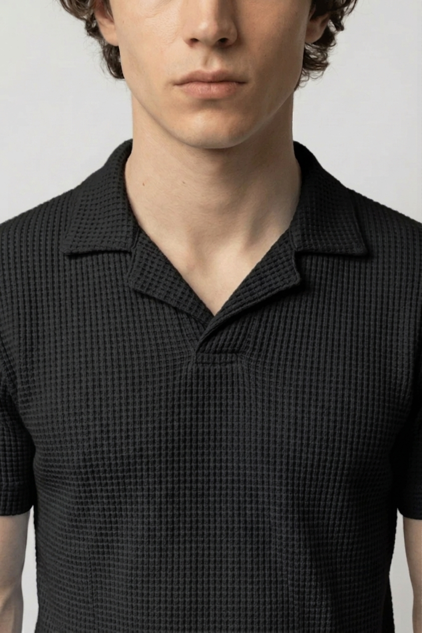 SOXAGE - Premium Waffle Knitted Polo - Black