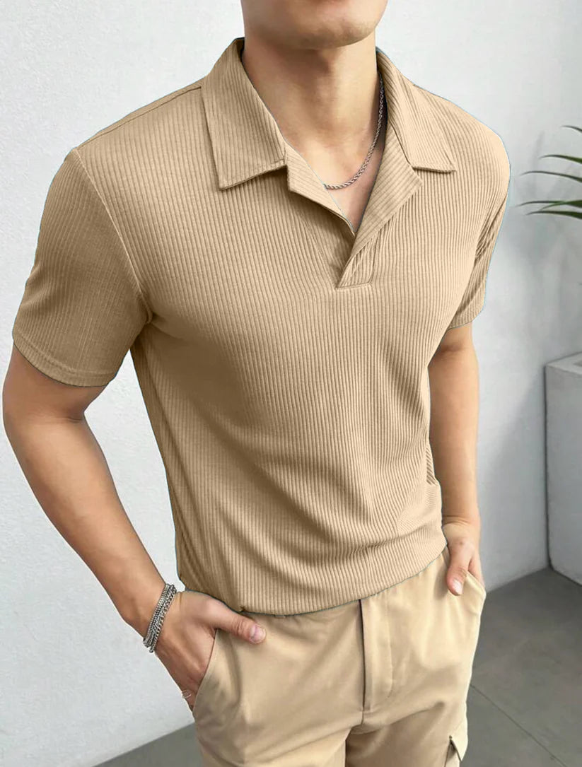 Flash Sale - Waffle Knitted Polo - Beige