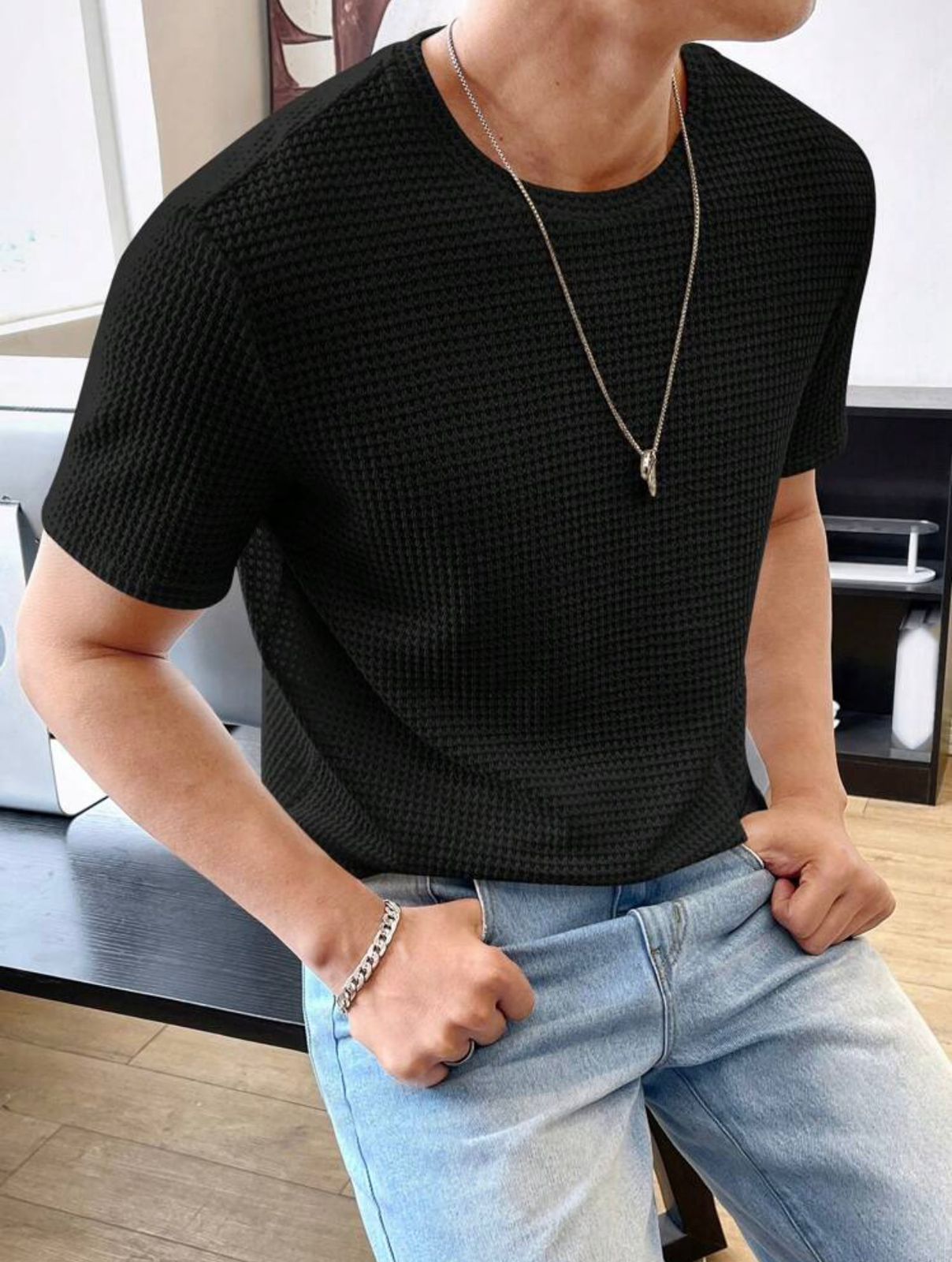 SOXAGE - Waffle Knitted Tshirt - Black