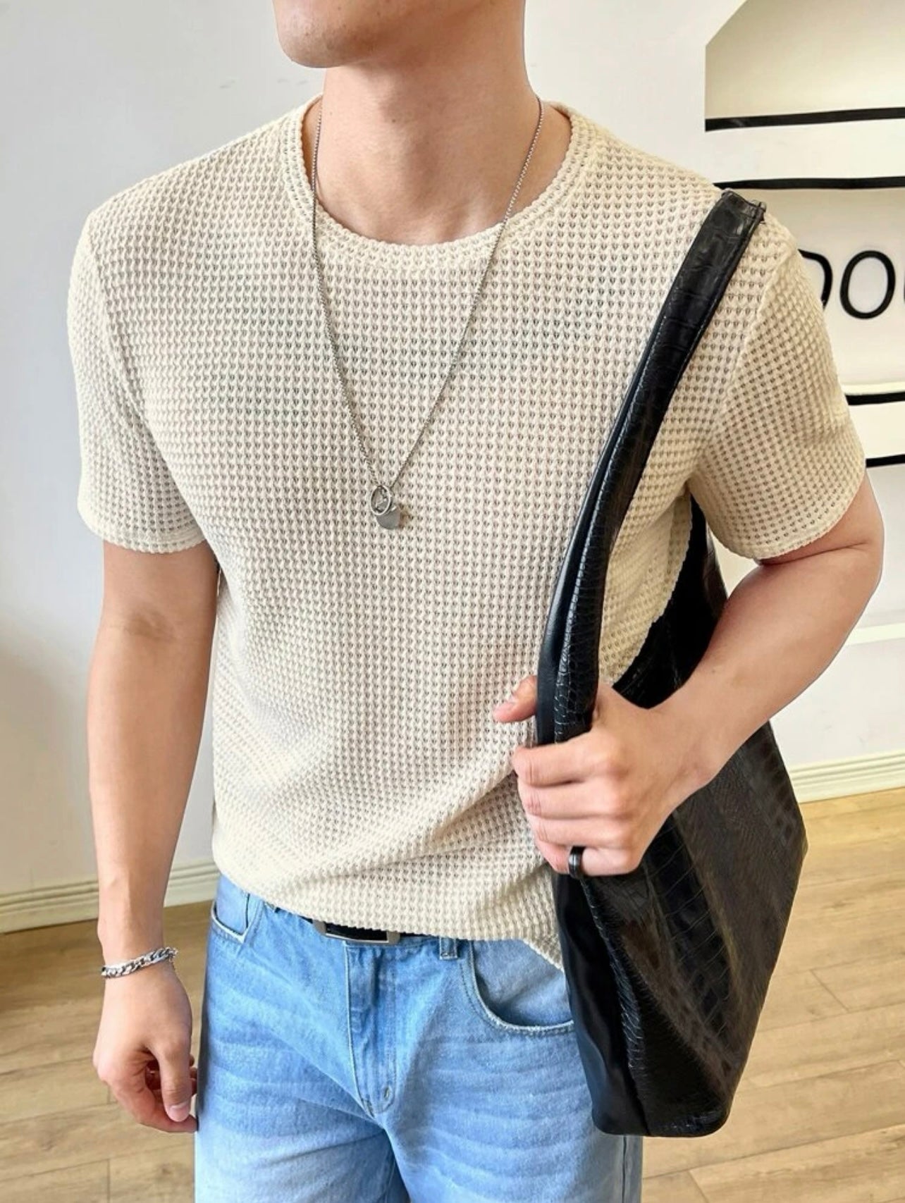 SOXAGE - Waffle Knitted Tshirt - Beige