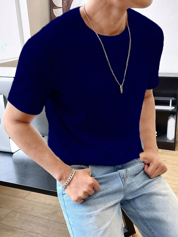 SOXAGE - Waffle Knitted Tshirt - NavyBlue