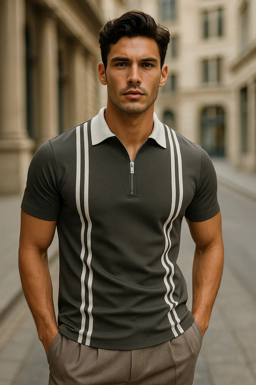 Flash Sale - Grey Polo With Stripes