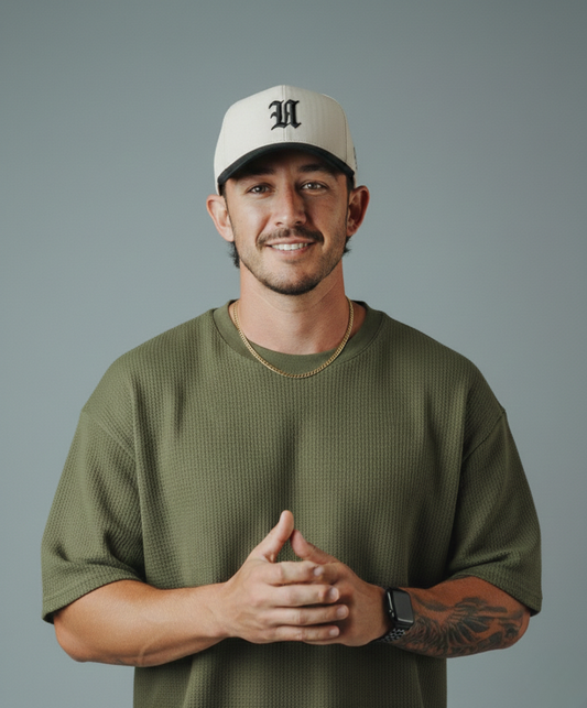 SOXAGE - Oversized Waffle Knitted Tee For Men - Olive