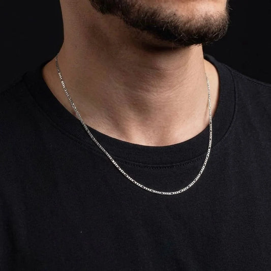 1.5mm Thin & Short Figaro Neck Chain For Men Silver
