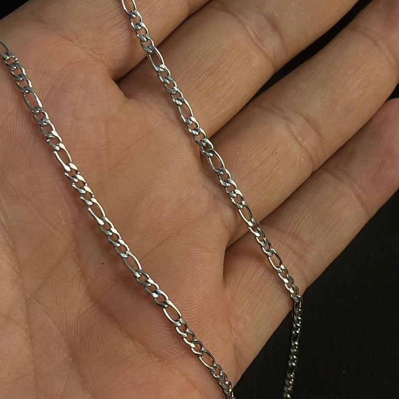 1.5mm Thin & Short Figaro Neck Chain For Men Silver
