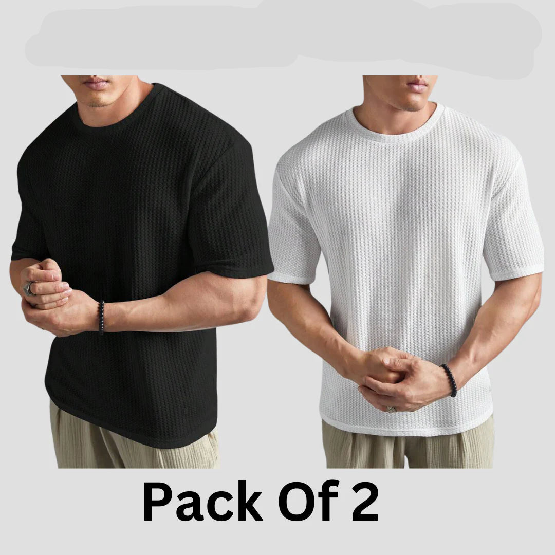 Flash Sale - Oversized Waffle Knitted - Po2 - Black & White