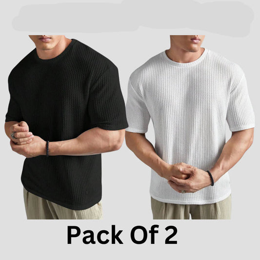 Flash Sale - Oversized Waffle Knitted - Po2 - Black & White