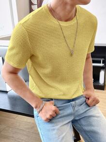 SOXAGE  - Waffle Knitted Tshirt - MUSTARD