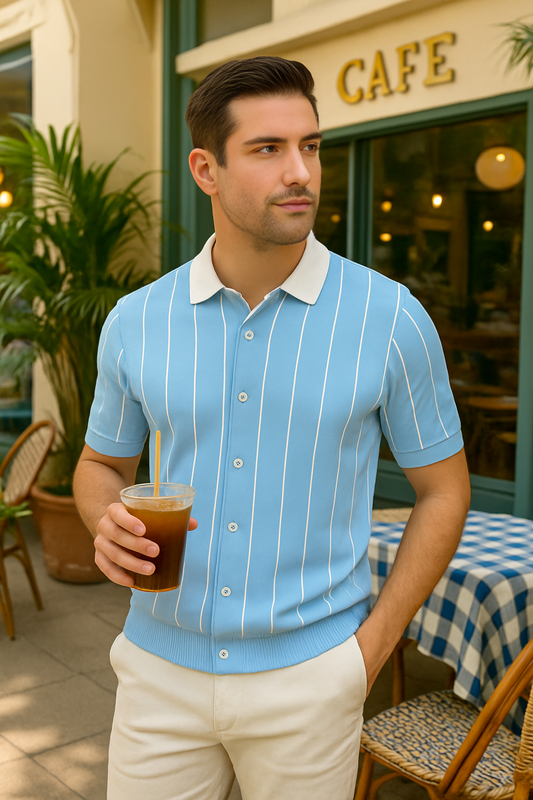 Soxage - Contrast Collar Button Down Polo For Men