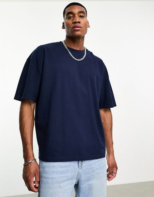 Soaxge - Premium Drop Shoulder Tee For Men -  Navy Blue