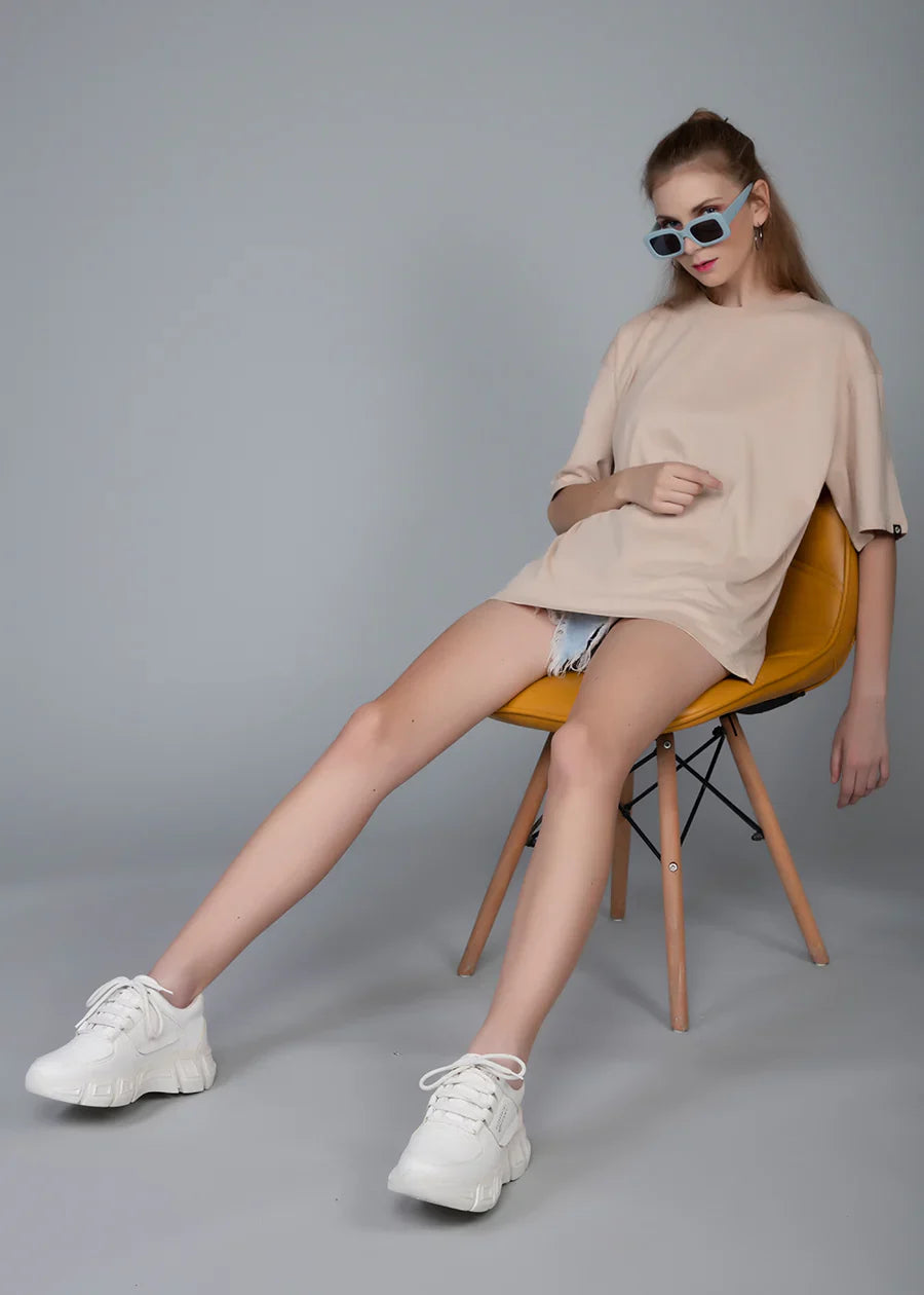 soxage - Oversized Tee For Women - Beige