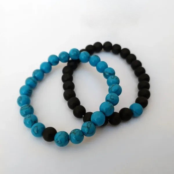 Love Beads Bracelet – Blue & Black - 8mm