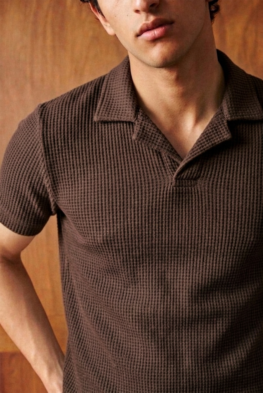 SOXAGE  - Premium Waffle Knitted Polo - Brown
