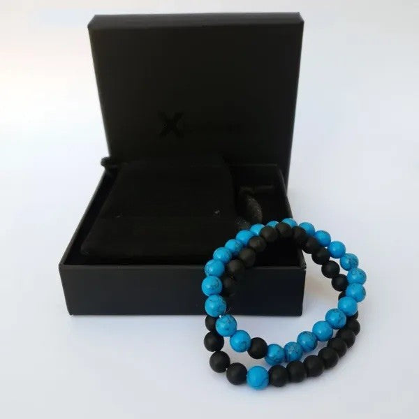 Love Beads Bracelet – Blue & Black - 8mm