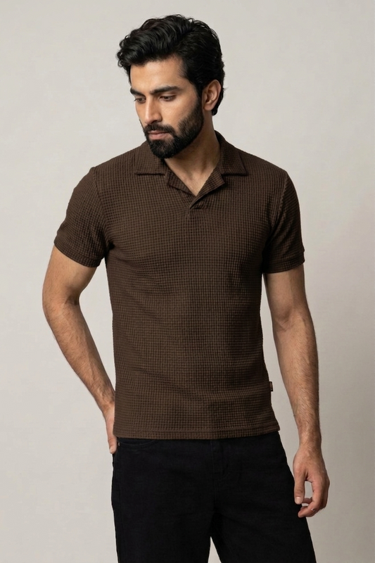 SOXAGE  - Premium Waffle Knitted Polo - Brown