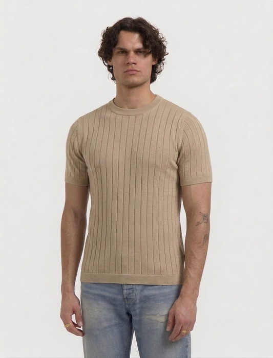 Drop Needle Tee For Men - Beige