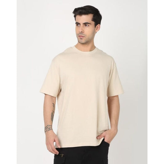 Soaxge - Premium Drop Shoulder Tee For Men -  Beige