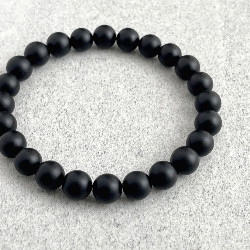 Matte Onyx Beaded Bracelet - Black - 8mm