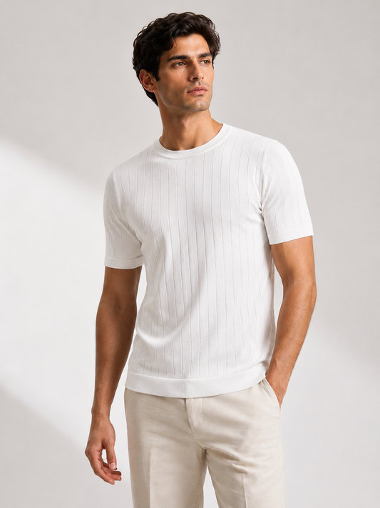 Drop Needle Tee For Men - White