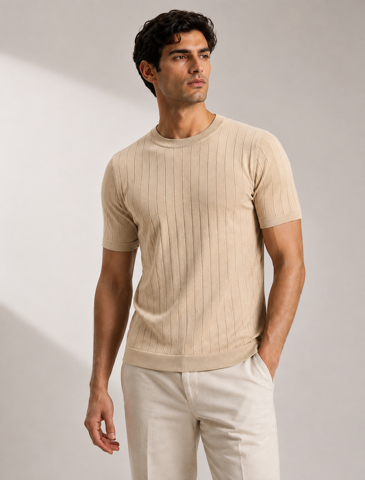 Drop Needle Tee For Men - Beige