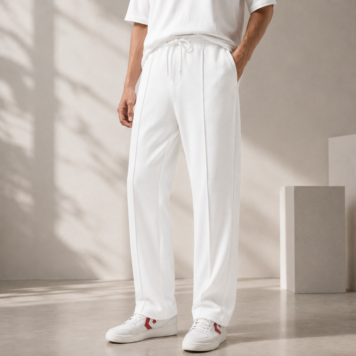 The Urban Pleated Baggy Trouser - White