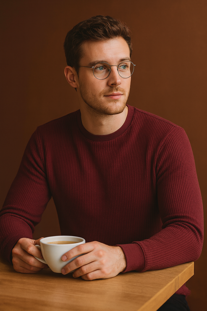 SOXAGE - Premium Full Sleeves Waffle Knit Tee For Men - Maroon