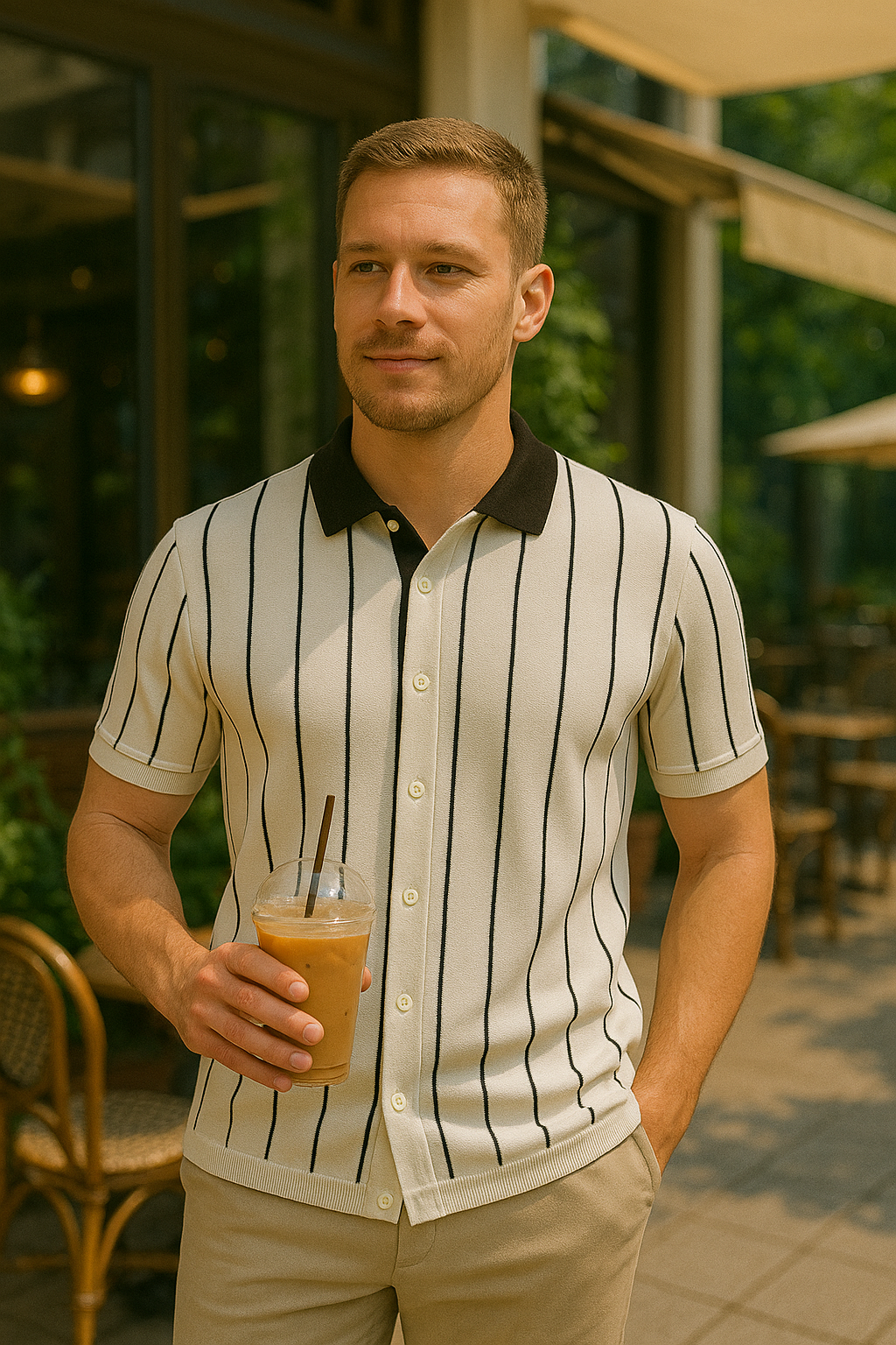 Soxage - Contrast Collar Button Down Polo For Men - White