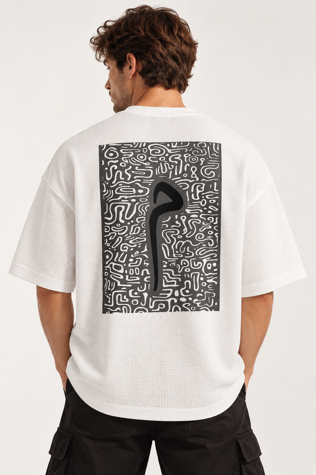Cipher Waffle Oversized Tee - White