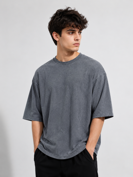 Acid washed DropShoulder tshirt - Grey