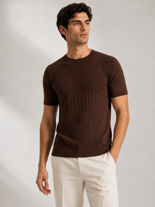 Drop Needle Tee For Men - Brown