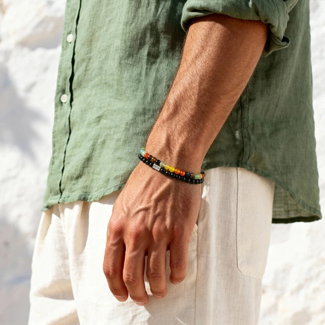 Colorful & Black Beads Bracelet Set - 8mm (Pack of 2)