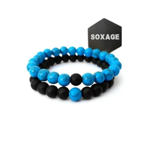 Love Beads Bracelet – Blue & Black - 8mm