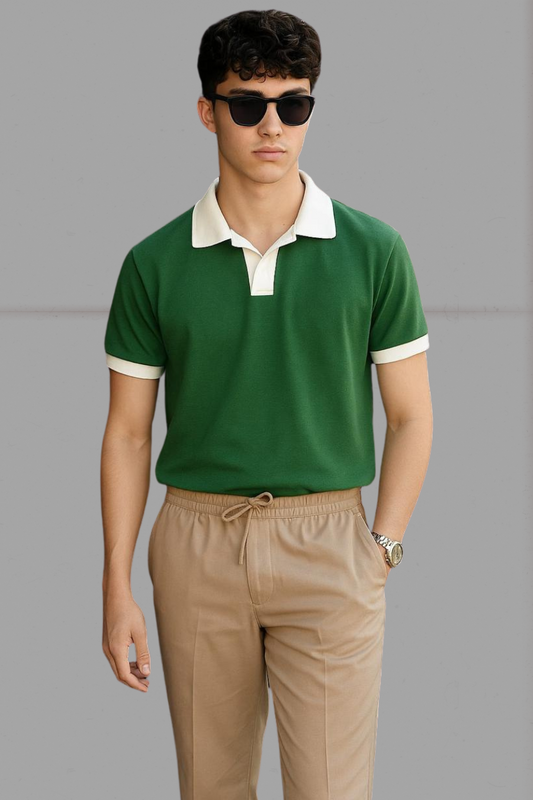 Soxage  - Premium Polo With White Collar & White Rib - Green
