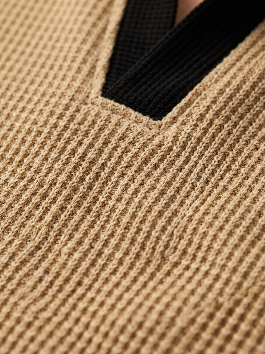 Oversized Waffle Knitted Polo - Beige