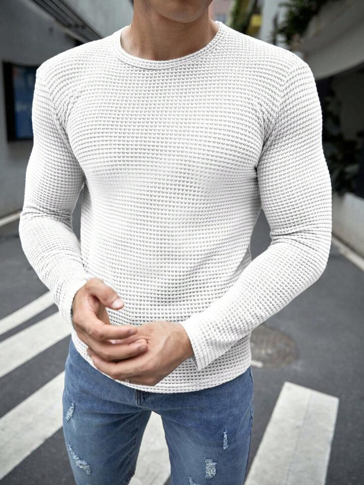 SOXAGE - Premium Full Sleeves Waffle Knit Tee For Men - White