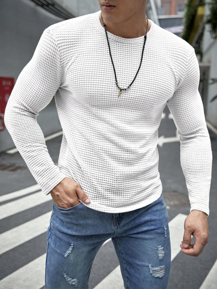 SOXAGE - Premium Full Sleeves Waffle Knit Tee For Men - White