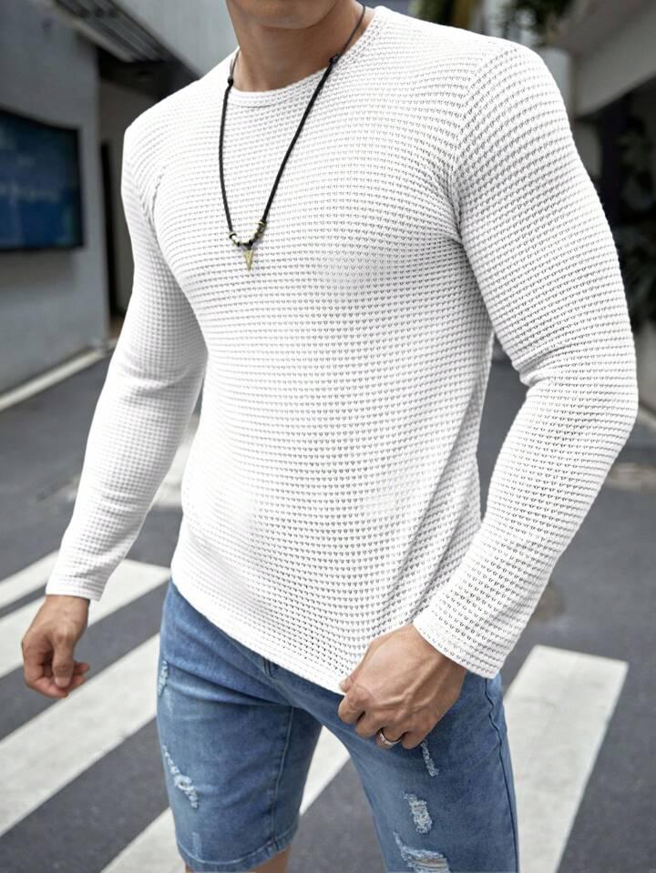 SOXAGE - Premium Full Sleeves Waffle Knit Tee For Men - White