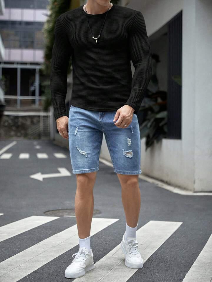 SOXAGE - Premium Full Sleeves Waffle Knit Tee For Men - Black