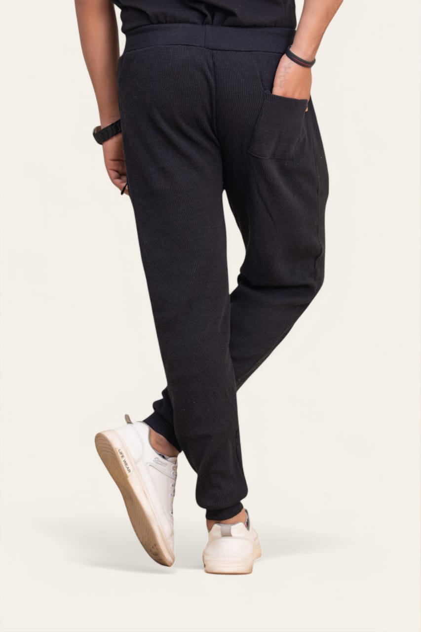 SOXAGE - Premium Waffle Knitted Trouser - Black