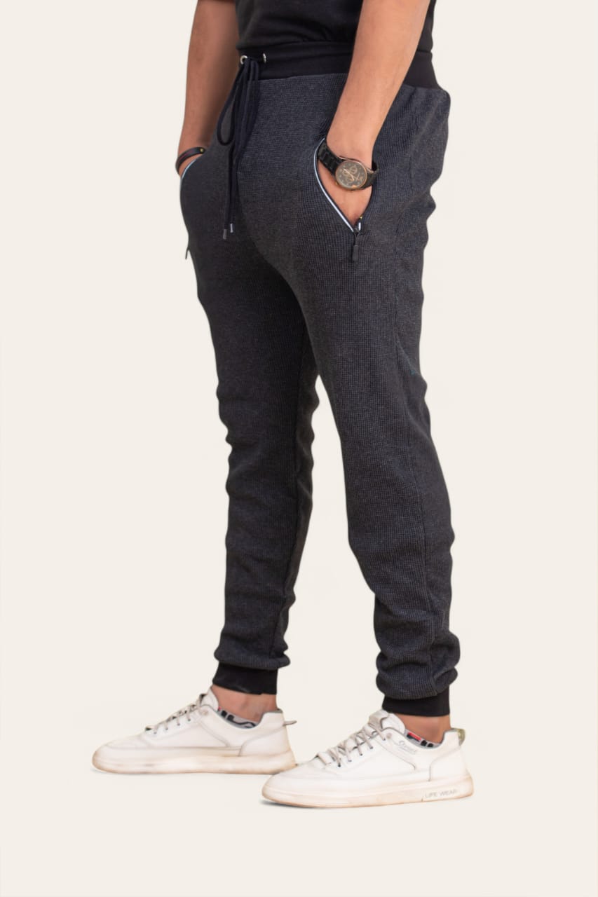 SOXAGE - Premium Waffle Knitted Trouser - CHARCOAL