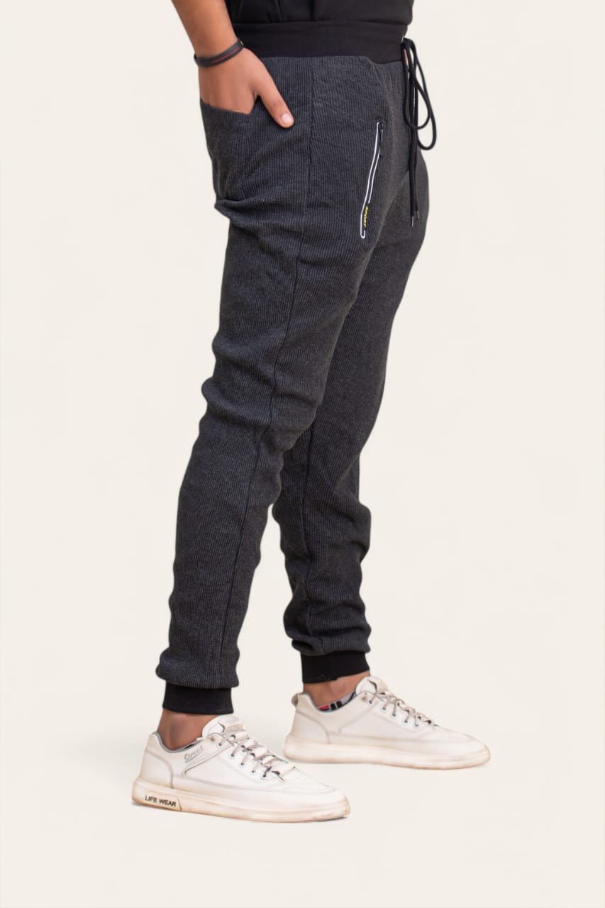 SOXAGE - Premium Waffle Knitted Trouser - CHARCOAL