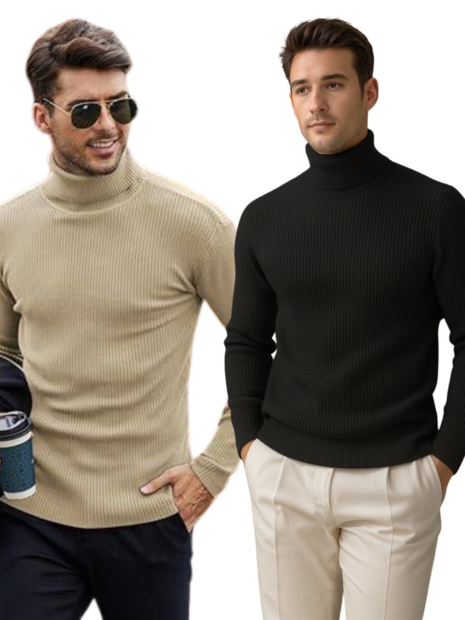 Soxage - 11.11 Sale Premium High Neck For Men - Po2 - Beige & Black